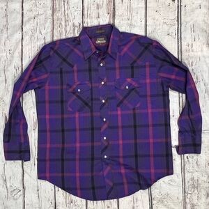 Vintage Western Rancher Pearl Snap Cowboy Outlaw Button Down Shirt